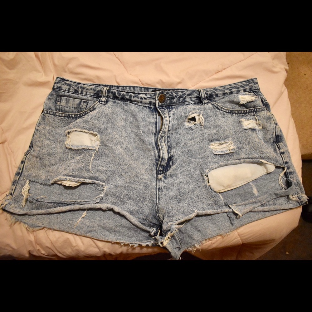 High- Waisted Denim Shorts